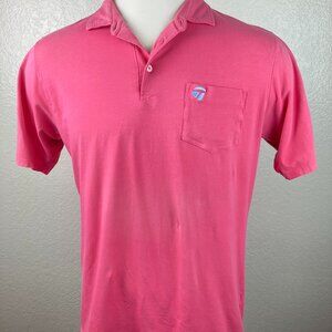 B. Draddy Taylormade Men's Pink with Blue Logo Polo Shirt Sz L